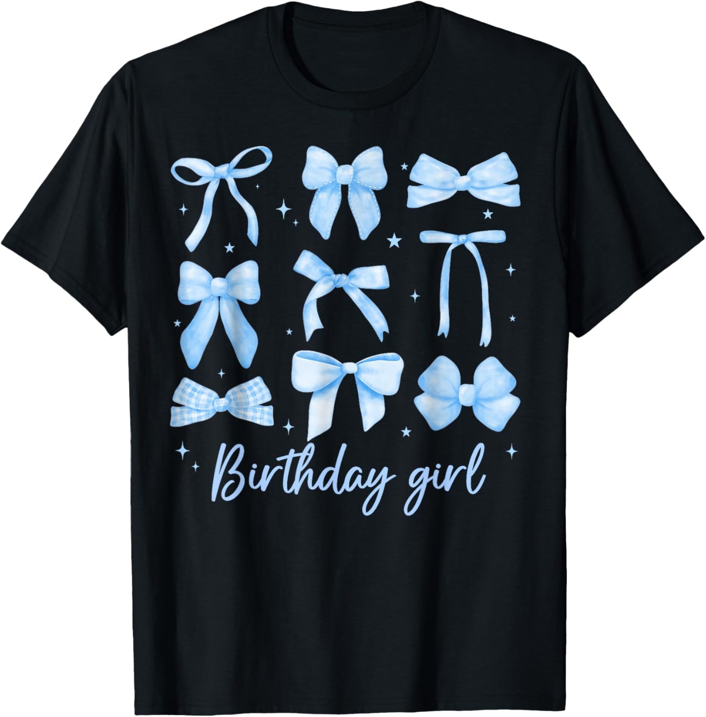 Birthday Girl Coquette Funny Birthday Girl Blue Coquette Bow T-Shirt