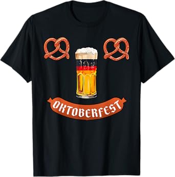 Oktoberfest Beer Pretzel Sausage Smile Face Festival Costume T-Shirt