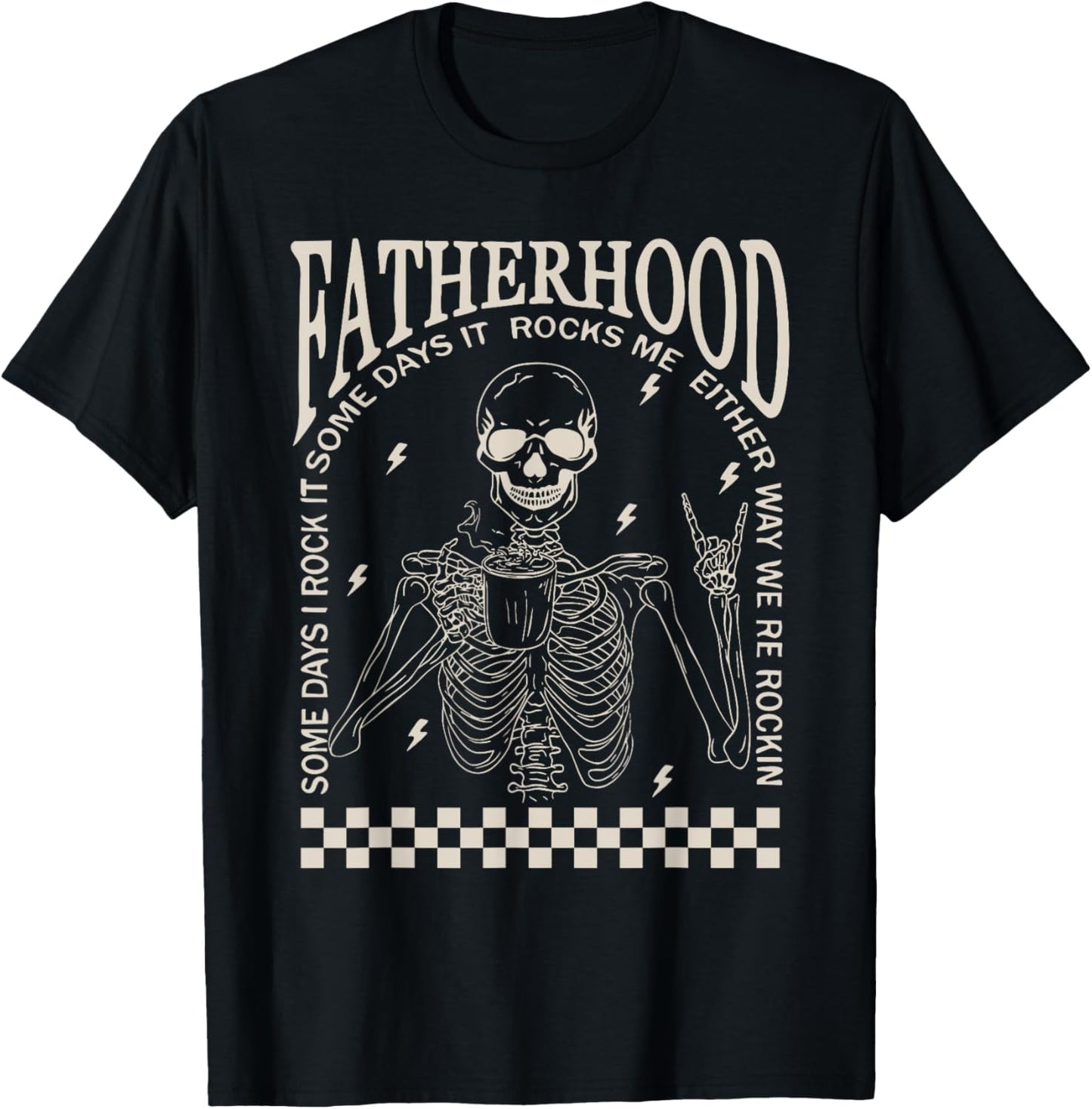 Funny Fatherhood Rock Skeleton Dad Life Vintage Fathers Day T-Shirt
