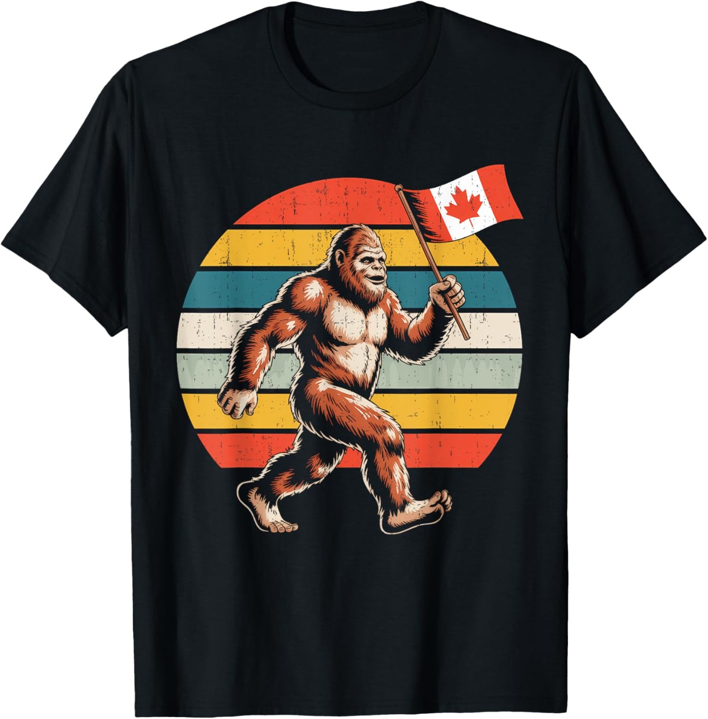 Canada Day Sasquatch Flag Vintage Forest Lover Gift Men T-Shirt