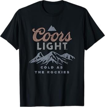 Coors Light Cold As The Rockies Vintage Beer Label T-Shirt