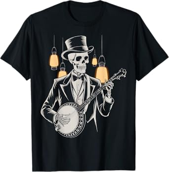 Skeleton Banjo Player Vintage T-Shirt