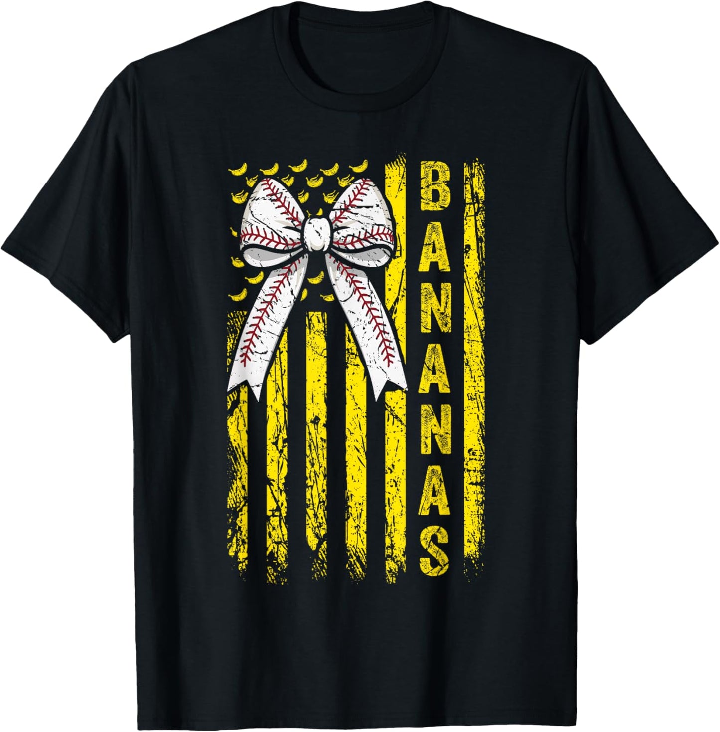 Retro Bananas Last Name Flag Coquette Bow Women Girls T-Shirt