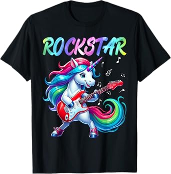 Unicorn Rock Star Guitar Rockin' Music Singer T-Shirt