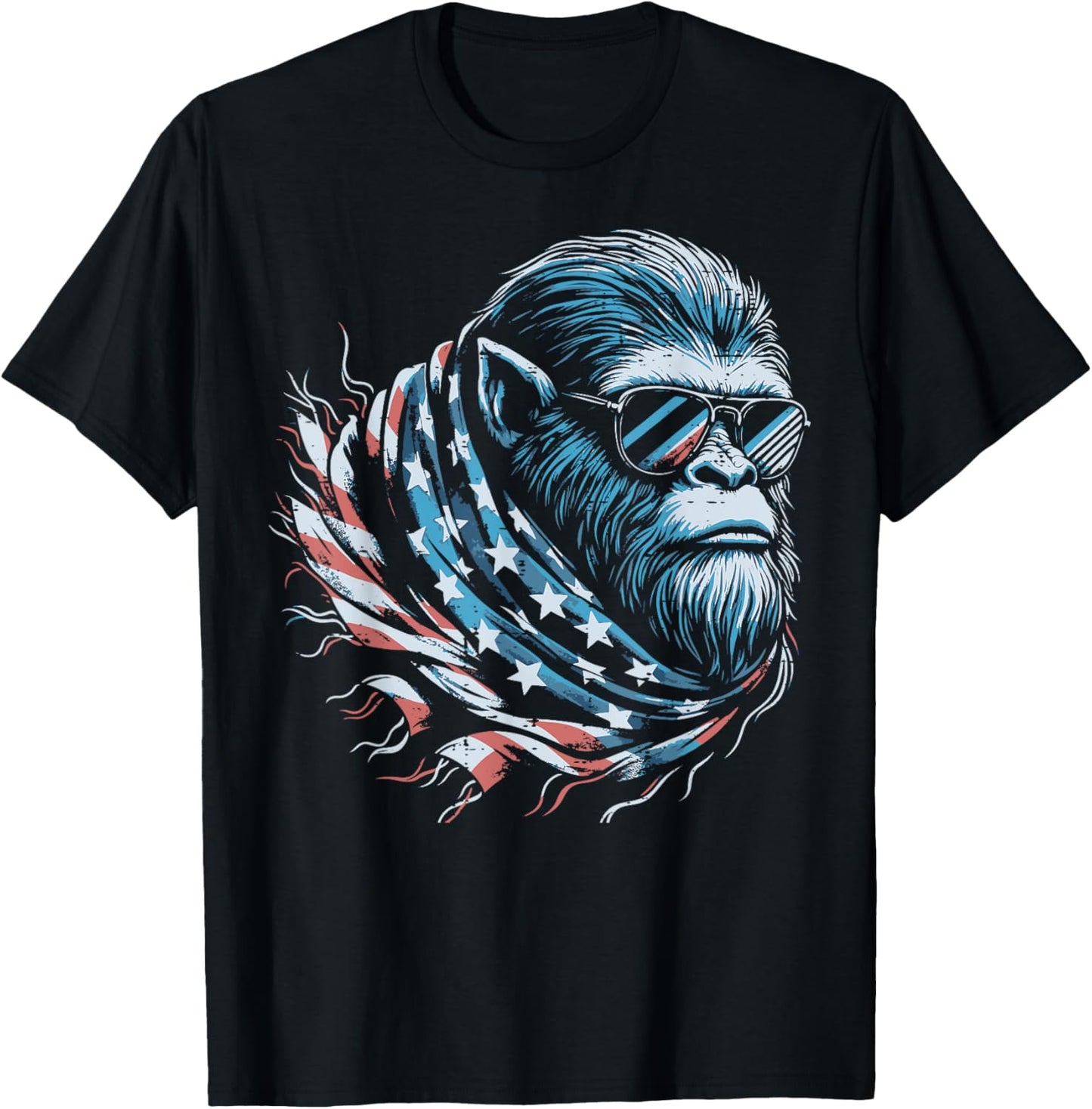 4th Of July Bigfoot Face USA Scarf Sasquatch Men Women Kids T-Shirt