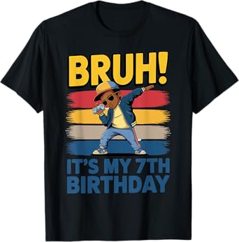 7 Year Old Birthday Dabbing Boy Bruh It's My 7th Birthday T-Shirt