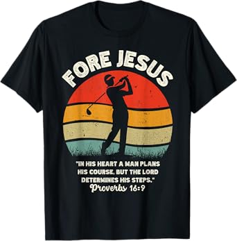 FORE Jesus Christian Golf Retro 70s Religious Golfing Men's T-Shirt