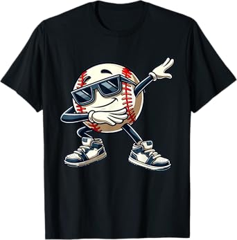 Dabbing Baseball Ball Kids Boys Men Funny Baseball T-Shirt