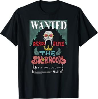 One Piece Anime Soul King Brook Wanted Poster T-Shirt