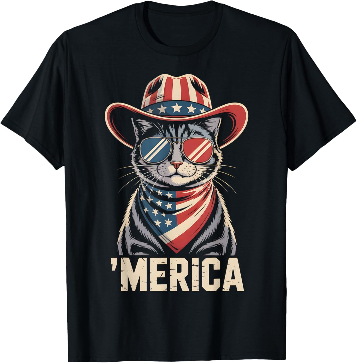 Usa 'merica Cat 4th Of July Men Women Kids Funny Patriotic T-shirt
