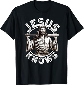 Jesus Knows Baseball Faith-Based Sports Christian Baseball T-Shirt