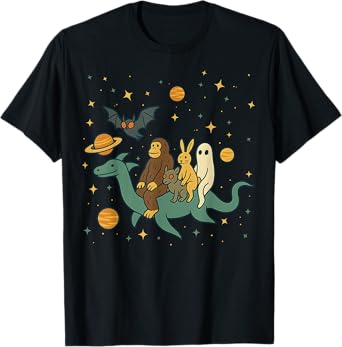 Bigfoot Jackalope Mothman Loch Ness Monster Chupacabra Space T-Shirt