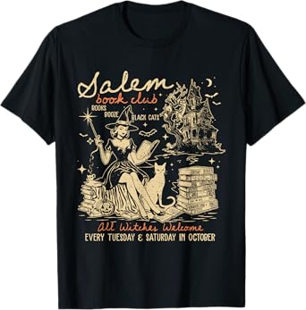 Funny Salem Book Club Bookish Witch Spicy Book Halloween T-Shirt