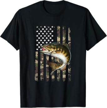 smallmouth bass American Flag, smallmouth bass T-Shirt