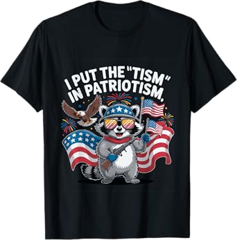 I Put The Tism in Patriotism Athletic Eagle T-Shirt