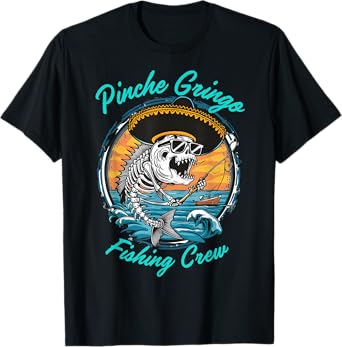 Pinche Gringo Fishing Crew T-Shirt, Small, Black
