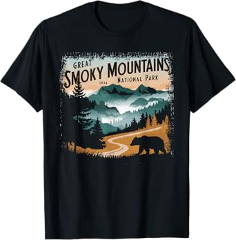 Great Smoky Mountains National Park Tshirt Men Women Bear T-Shirt