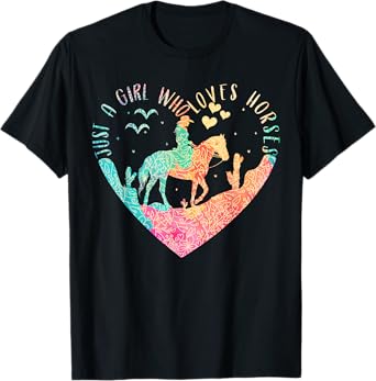Just A Girl Who Loves Horses, Girls Horse Horseback Riding T-Shirt
