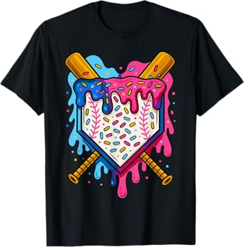 Baseball Boys Ice Cream Drip Baseball T-Shirt