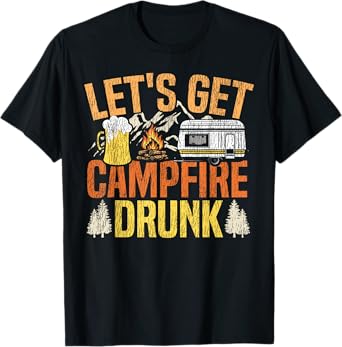 Motorhome Camping Retro Alcohol Beer Motorhome Retro Let's T-Shirt