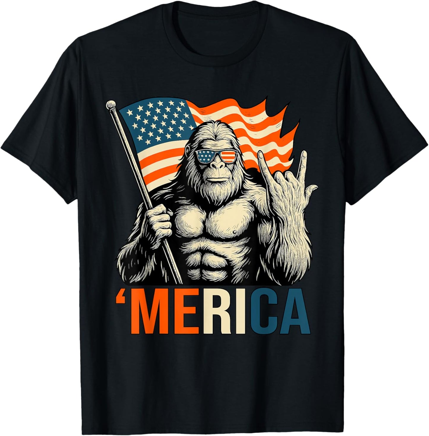 ‘Merica Gorilla Flag Sunglasses Funny Patriotic T-Shirt