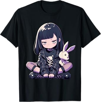Grunge Goth Bunny Anime Girl Cute E-Girl Gothic Outfit T-Shirt