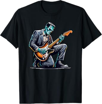 Frankenstein Playing The Electric Guitar Funny T-Shirt
