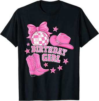 Birthday Cowgirl Western Disco Birthday Girl Party T-Shirt