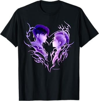 Kpop Demon Hunters Jinu & Rumi Retro Heart Portrait T-Shirt