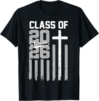 Senior Class of 2026 Christian American Flag 2026 Graduation T-Shirt