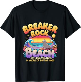 Retro VBS 2025 Beach God's Solid Beach Breaker Rock Camp T-Shirt