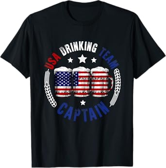 Drink Beer Can United States Flag Drinking American Team T-Shirt
