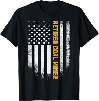 Vintage American Flag Proud Retired Coal Miner Retirement T-Shirt