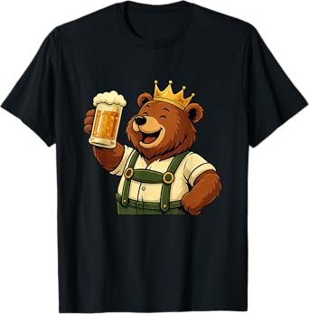 Beer Bear Lederhosen Stein King Party Fun German Bavarian T-Shirt