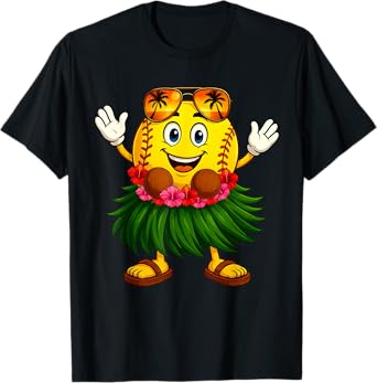 Funny Hawaii Softball Ball Hawaiian Tropical Summer Vacation T-Shirt