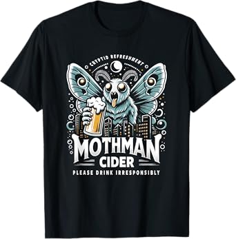 Funny Cryptid Beer Brand Parody Mothman Cider T-Shirt