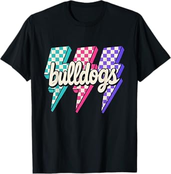 Team Spirit Bulldogs Checkered Mascot Back to School T-Shirt