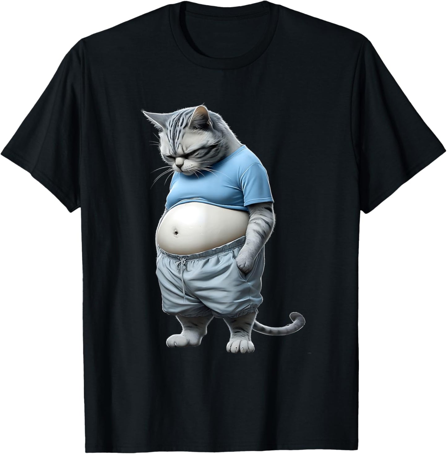 Fat Kitten Chubby Cat In Sportswear Feeling Down Animal T-Shirt