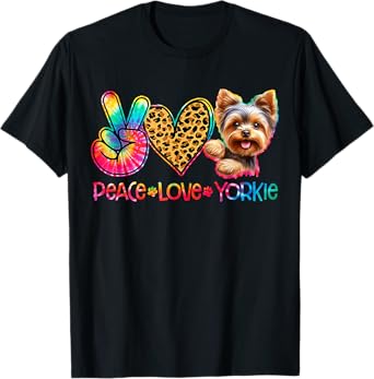 Peace Love Yorkie Tie Dye Dog Lover T-Shirt for Men Women Kids