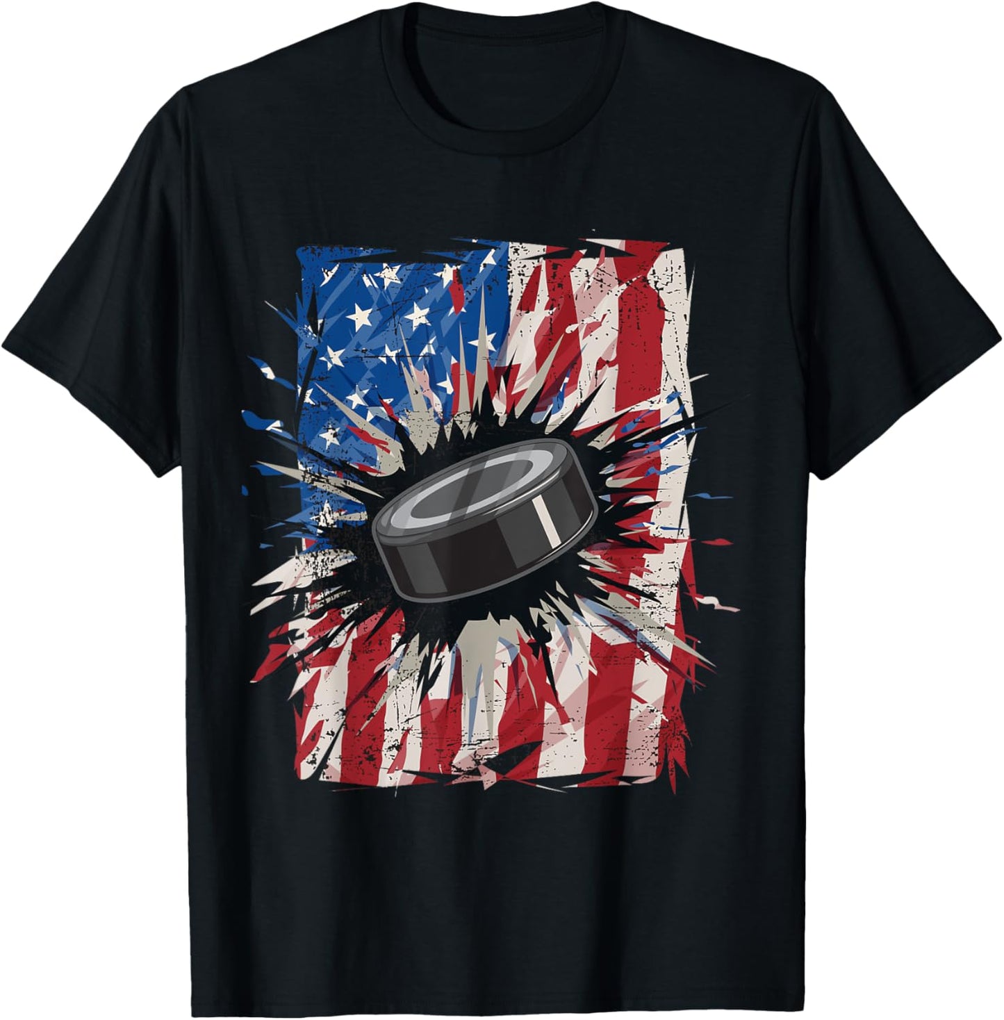 Patriotic Ice Hockey 4th of July Men USA American Flag Boys T-Shirt
