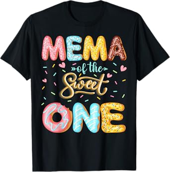 Mema Of The Sweet One 1St Birthday Girl Donut Lover T-Shirt