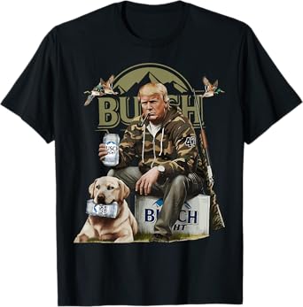 Retro Trump Hunting Deer Funny Beer Drinking Beer Hunting T-Shirt