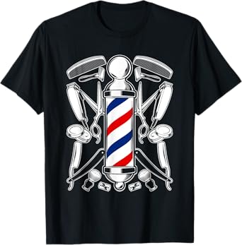 Funny Barber For Men Barbershop Pole Tools Hairstylist T-Shirt