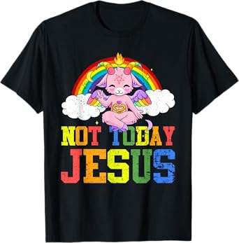 Today Not Jesus Cute Baphomet LBGT Satan Goat Gay Pride T-Shirt