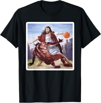 Jesus Crossing Up Satan Basketball T-Shirt
