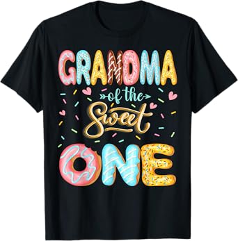 Grandma Of The Sweet One 1St Birthday Girl Donut Lover T-Shirt