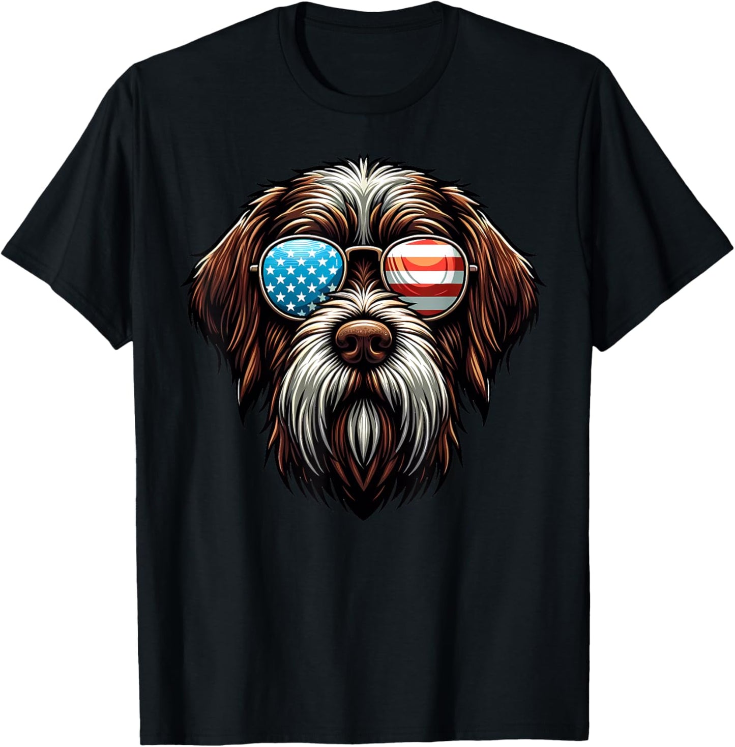Wirehaired Pointing Griffon Patriotic American Flag USA Dog T-Shirt