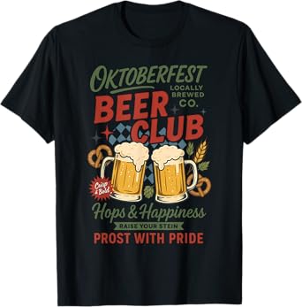 Oktoberfest Beer Club Hops and Happiness Prost with Pride T-Shirt