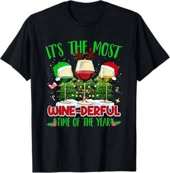Christmas Wine - Funny Xmas Alcohol Pajama PJ Xmas Women T-Shirt