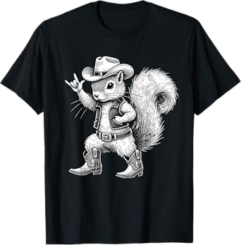 Vintage Squirrel Funny Cowboy Cowgirl Western Country Animal T-Shirt
